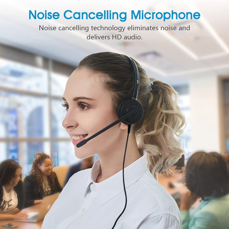 VT Computer USB Headset with Noise-Cancellation-Microphone - UC Headset Compatible with MS Teams,Mitel,MicroSIP Used for Cisco Jabber,Zoom,Genesys,GoogleMeet,Bria,3CX,etc. - Image 3